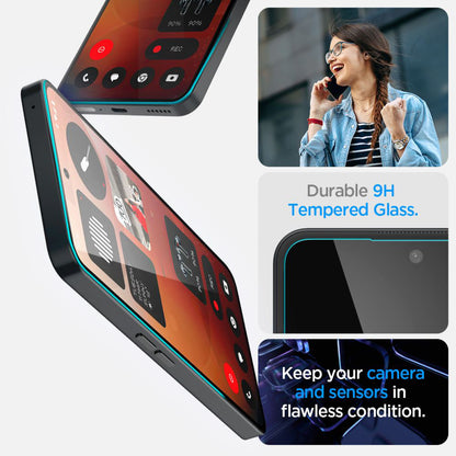 Beskyttelsesfilm Clear Spigen GlastR EZ FIT for Nothing Phone (3a) / Phone (3a) Pro, Herdet glass, Full lim AGL09429