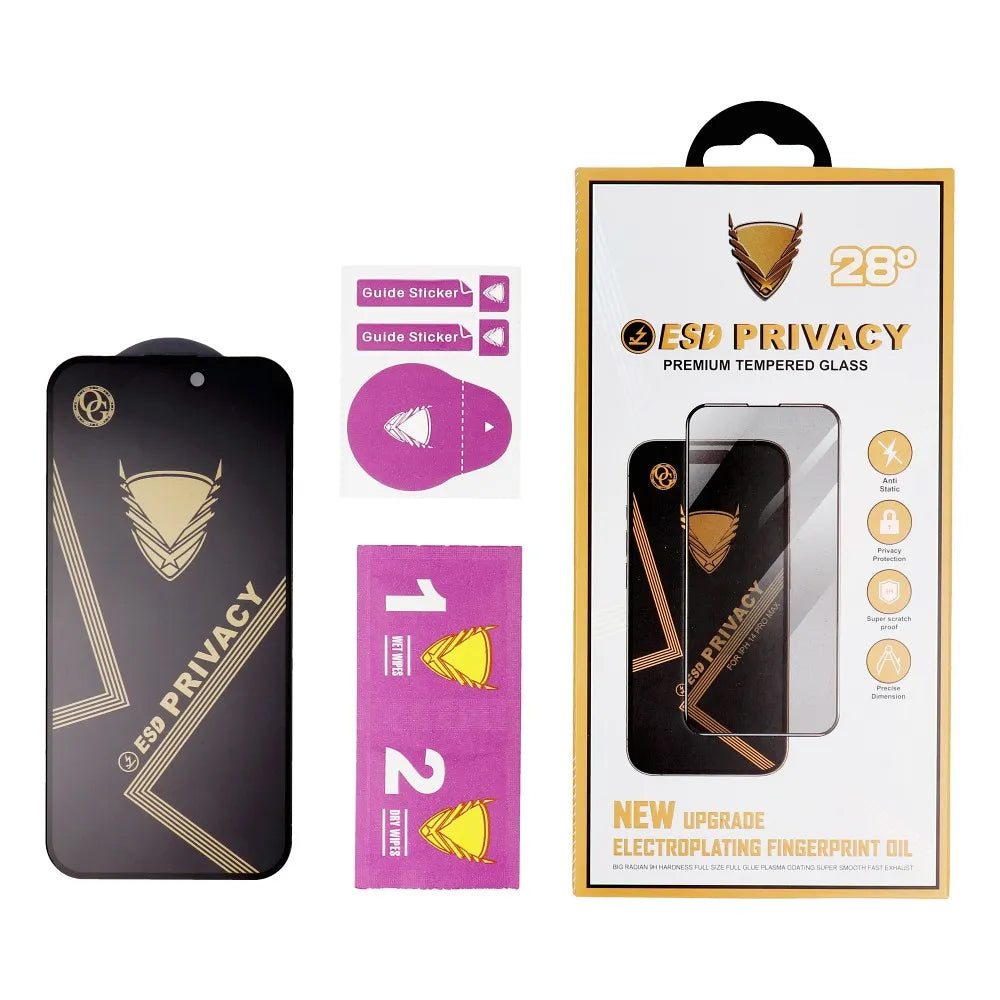 Beskyttelsesfolie Privacy OG Premium for Apple iPhone 17 Pro, Herdet Glass, Full Lim