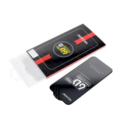Veason PRO skjermbeskyttelse for Apple iPhone 16 / 15, Herdet glass, Full lim, 6D, Svart