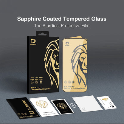 Tel Protect 10X HD DLC Diamond Coating skjermbeskytter for Apple iPhone 17e / 16e / 14 / 13 Pro / 13, herdet glass, heldekkende lim, svart