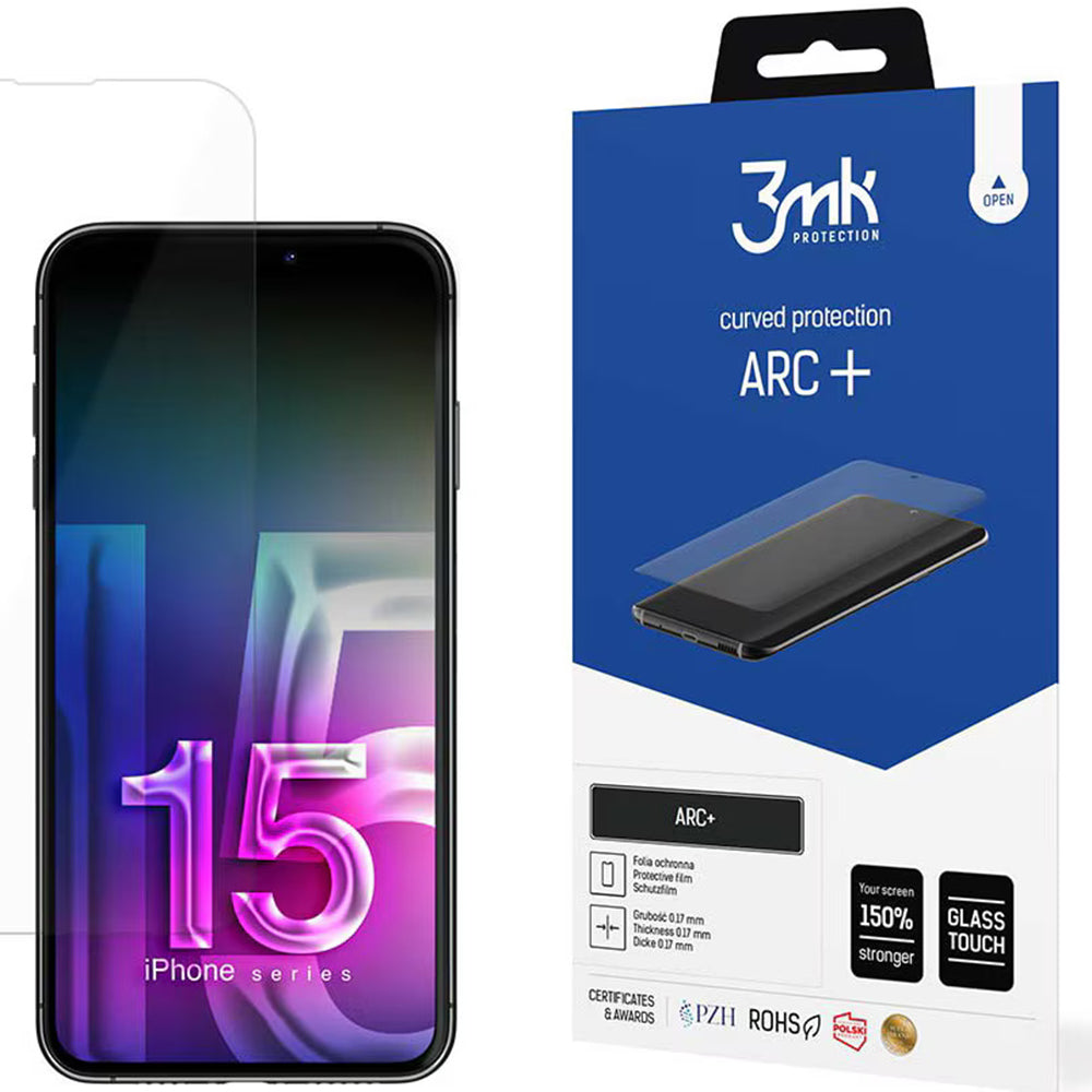 Skjermbeskyttelsesfilm 3MK ARC+ for Apple iPhone 15, plast