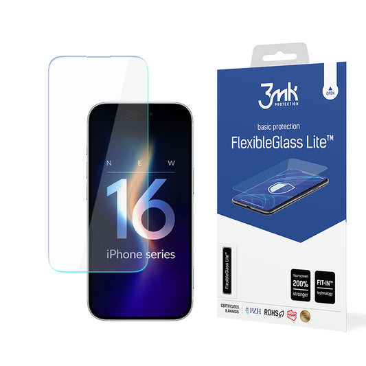 Skjermbeskyttelsesfilm 3MK FlexibleGlass Lite for Apple iPhone 16 Pro Max, Fleksibelt glass, Full lim