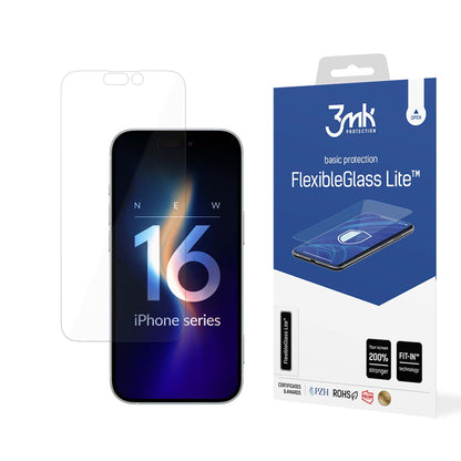 Skjermbeskyttelsesfilm 3MK FlexibleGlass Lite for Apple iPhone 16 Pro, Fleksibelt glass, Full lim
