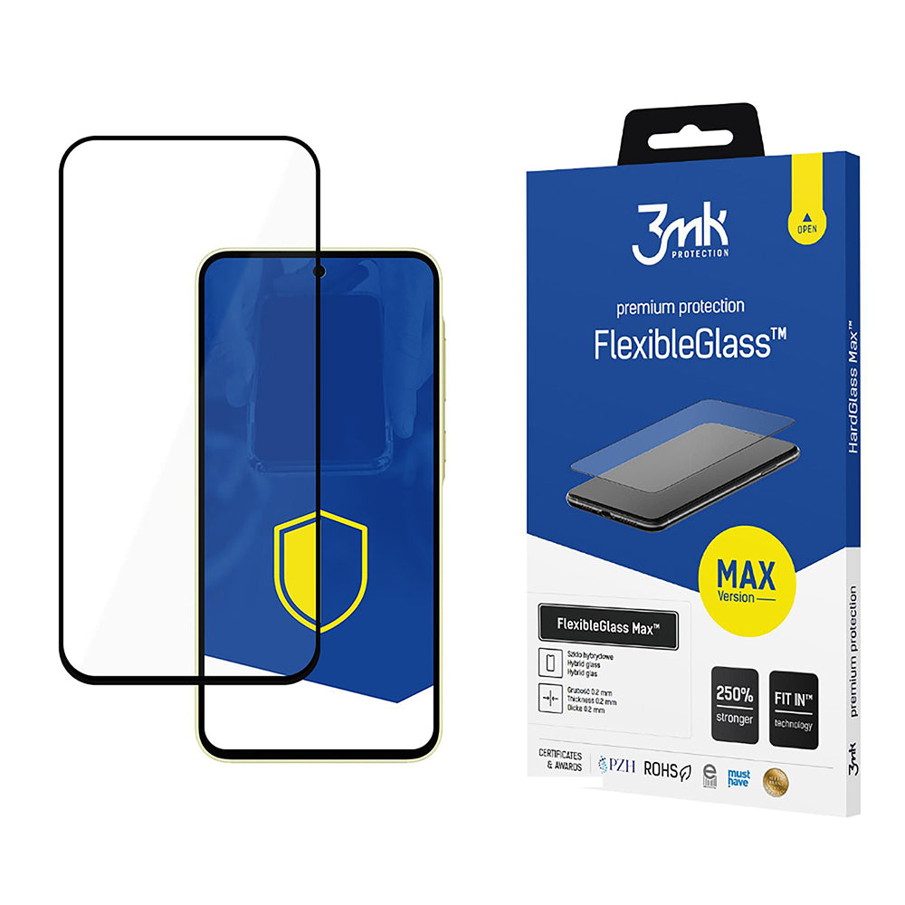 Skjermbeskyttelsesfilm 3MK FlexibleGlass Max for Samsung Galaxy A35 5G A356, Fleksibelt glass, Full lim, Svart