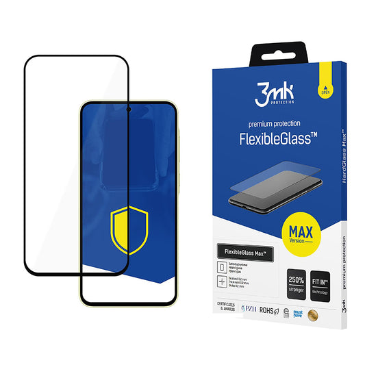 Skjermbeskyttelsesfilm 3MK FlexibleGlass Max for Samsung Galaxy A35 5G A356, Fleksibelt glass, Full lim, Svart