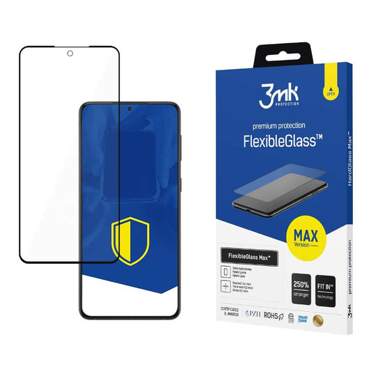 Skjermbeskyttelsesfilm 3MK FlexibleGlass Max for Samsung Galaxy S24 S921, Fleksibelt glass, Full lim, Svart