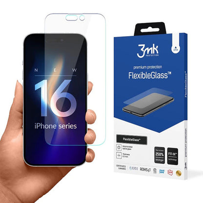 Skjermbeskyttelsesfilm 3MK FlexibleGlass for Apple iPhone 16 Pro Max, Fleksibelt glass, Full lim