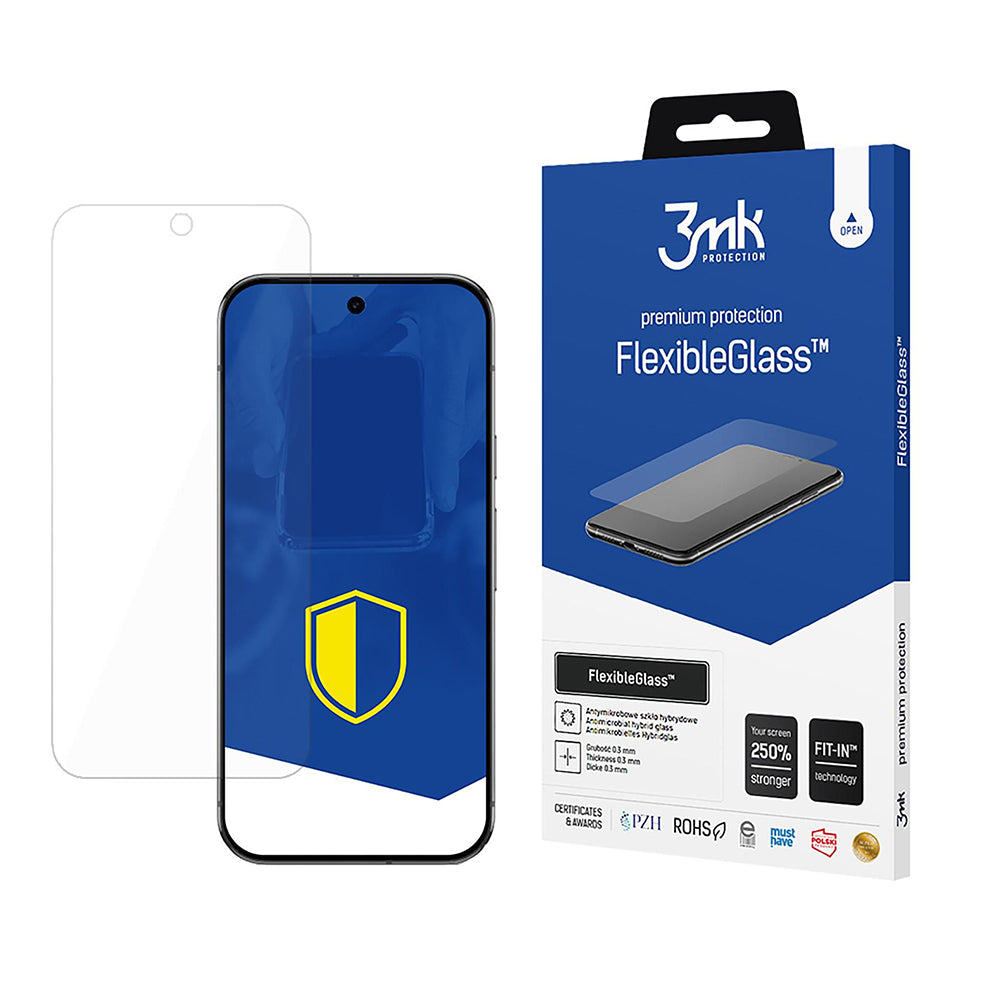 3MK FlexibleGlass skjermbeskyttelse for Google Pixel 9 Pro XL, fleksibelt glass, full lim