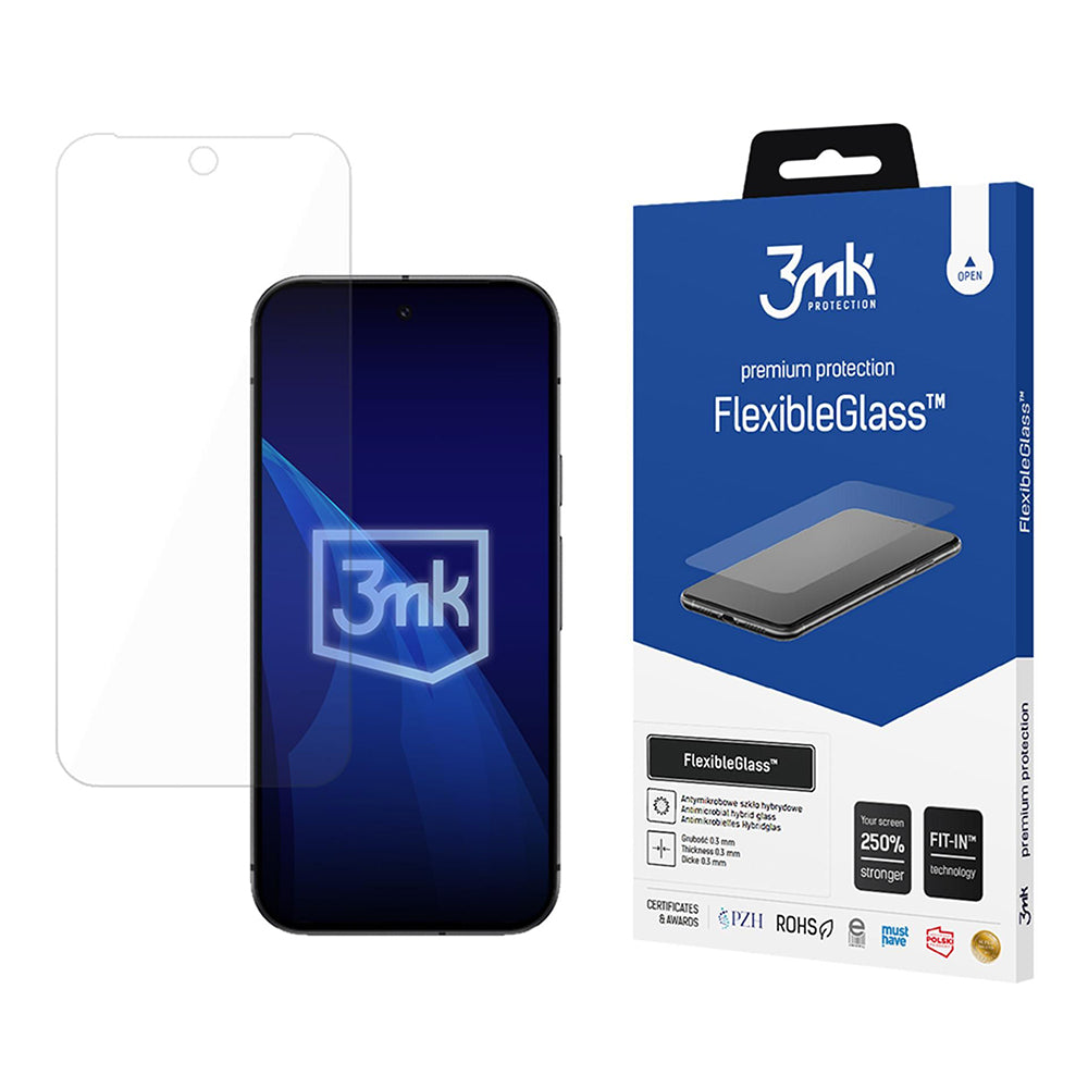 3MK FlexibleGlass skjermbeskyttelse for Google Pixel 9a, fleksibelt glass, full lim