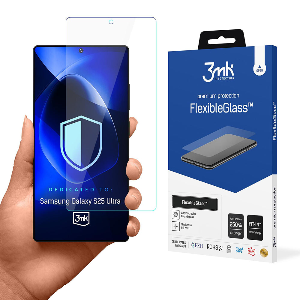 Skjermbeskyttelsesfilm 3MK FlexibleGlass for Samsung Galaxy S25 Ultra S938, Fleksibelt glass, Full lim