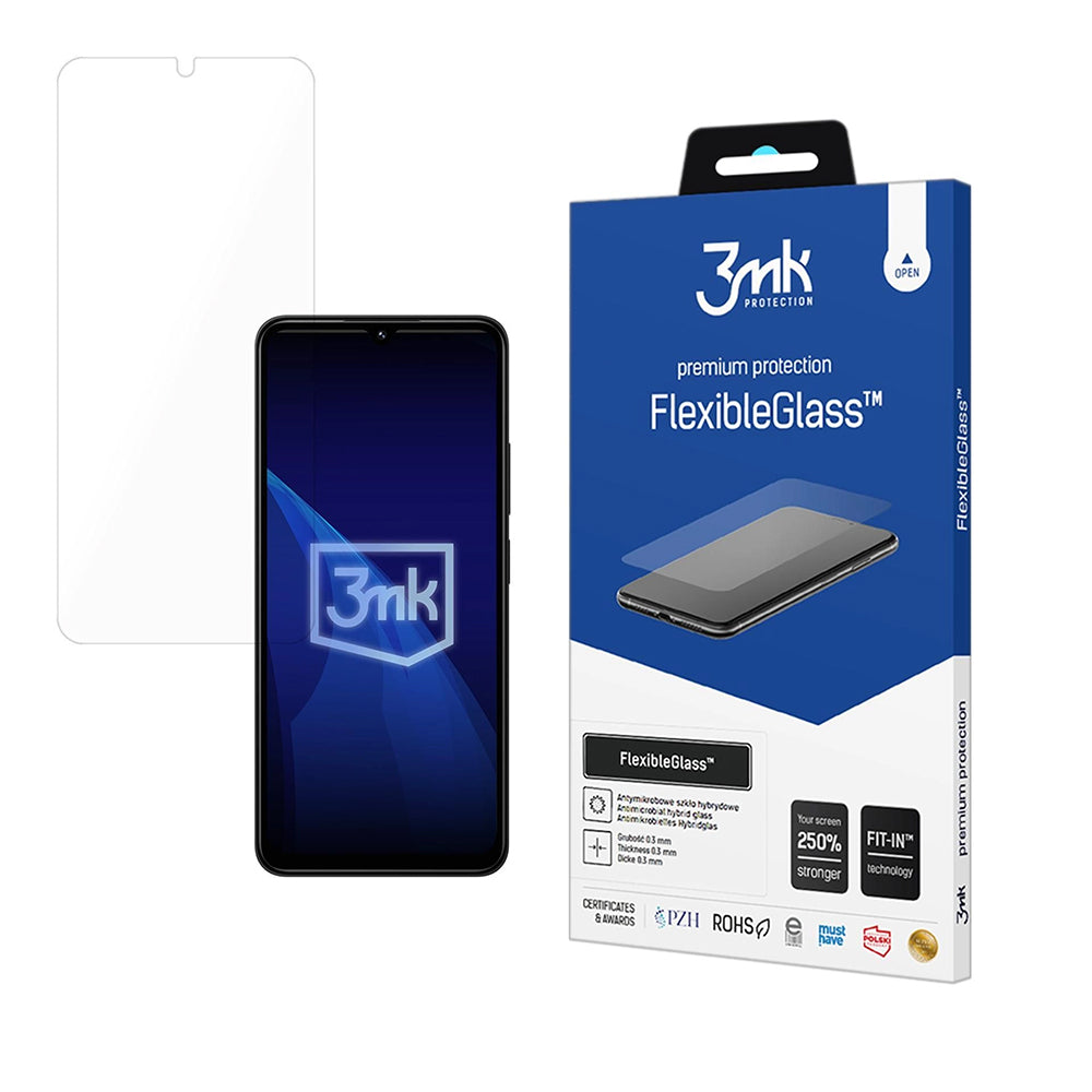 3MK FlexibleGlass skjermbeskyttelse for Xiaomi Poco C75 / Redmi 14C, fleksibelt glass, full lim