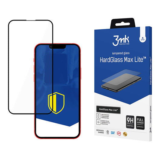 Skjermbeskyttelsesfilm 3MK HardGlass Max Lite for Apple iPhone 17e / 16e / 14 / 13 Pro, Herdet glass, Full lim, Svart