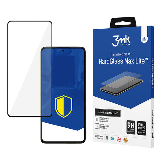 3MK HardGlass Max Lite skjermbeskyttelsesfilm for Xiaomi Redmi Note 14 Pro 4G / Note 14 Pro+ 5G, Herdet glass, Full lim, Svart