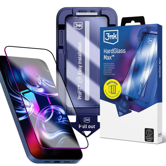 Skjermbeskyttelse 3MK HardGlass Max for Apple iPhone 18 Pro Max / 17 Pro Max, Herdet glass, Full lim, Svart
