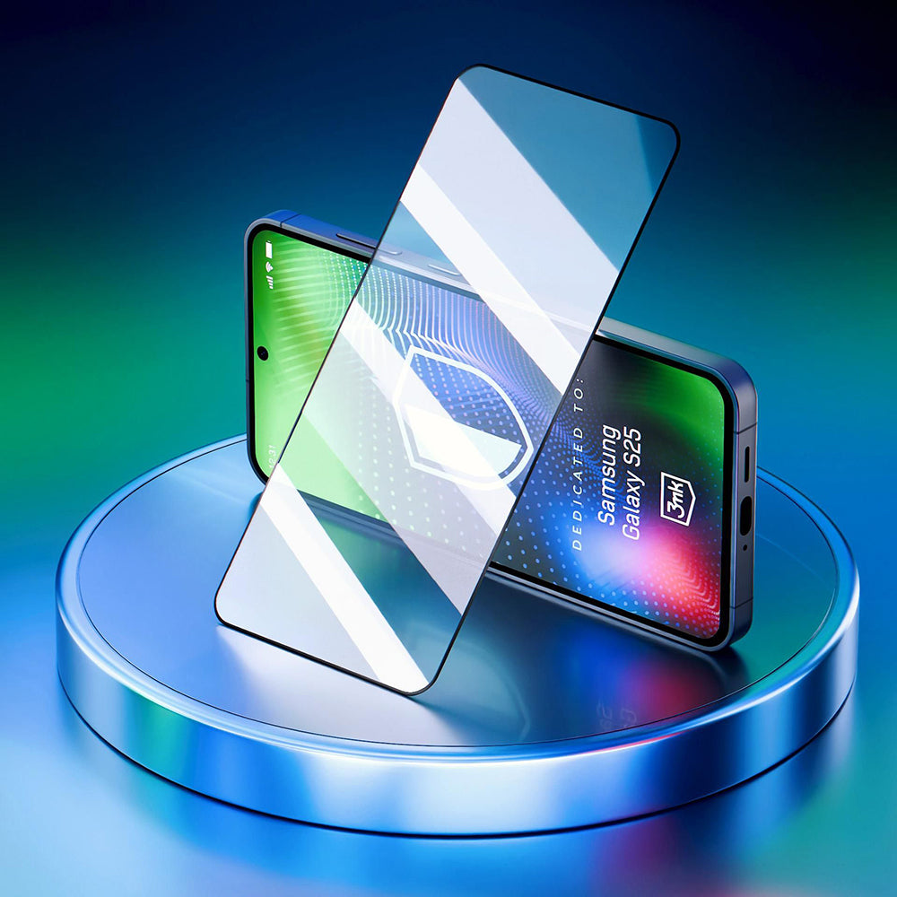 Skjermbeskyttelsesfilm 3MK Hardy Ultra for Samsung Galaxy S25 S931, Herdet glass, Full lim, Svart