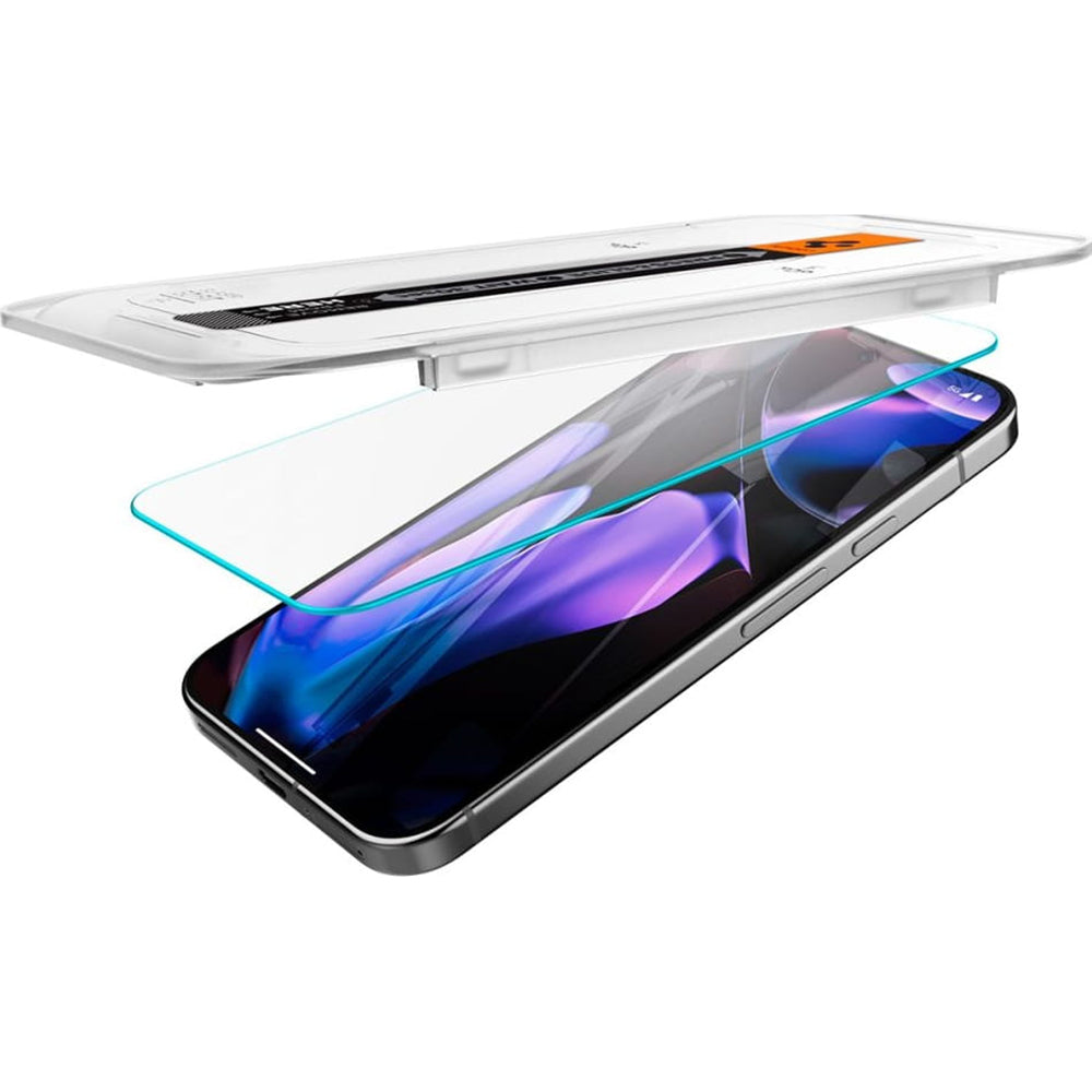 Skjermbeskyttelsesfolie Spigen GlastR EZ FIT for Google Pixel 9 Pro XL, Herdet glass, Full lim, Sett med 2 stykker AGL08445