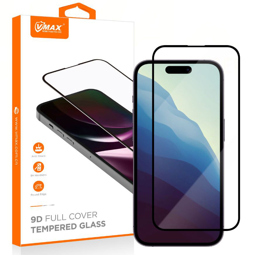 Vmax skjermbeskytter for Samsung Galaxy S24+ S926, glassbeskyttet, full lim, 9D, svart