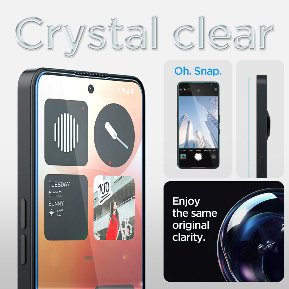 Beskyttelsesfilm Clear Spigen GlastR EZ FIT for Nothing Phone (3a) / Phone (3a) Pro, Herdet glass, Full lim AGL09429