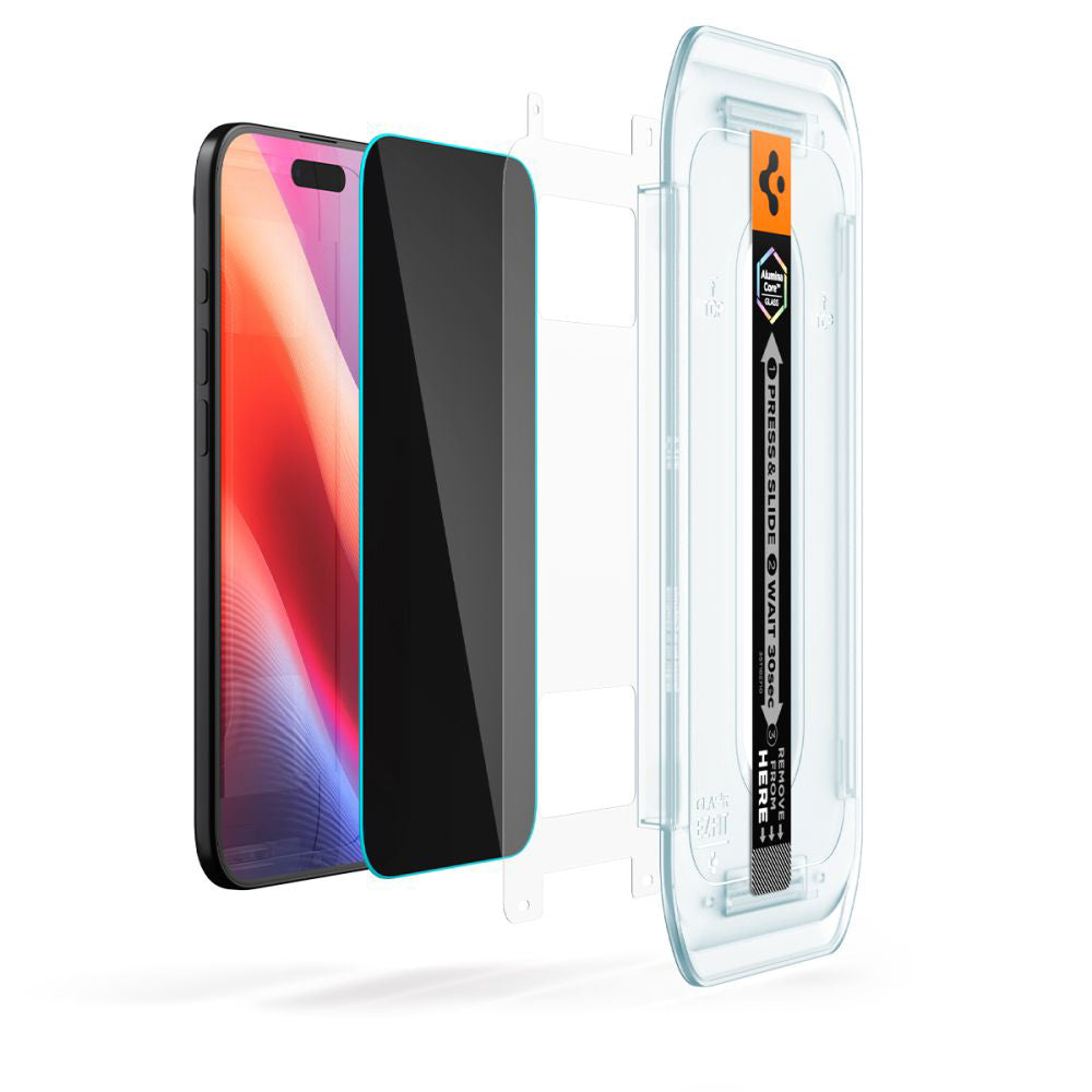 Skjermbeskyttelsesfolie Privacy Spigen GlastR EZ FIT for Apple iPhone 17 Air, Herdet glass, Full lim, Sett med 2 stykker