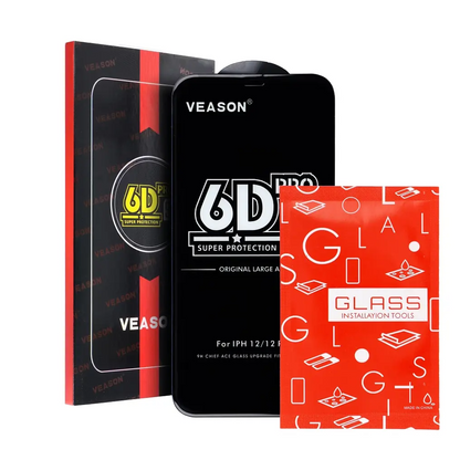 Veason PRO skjermbeskyttelse for Apple iPhone 16 / 15, Herdet glass, Full lim, 6D, Svart
