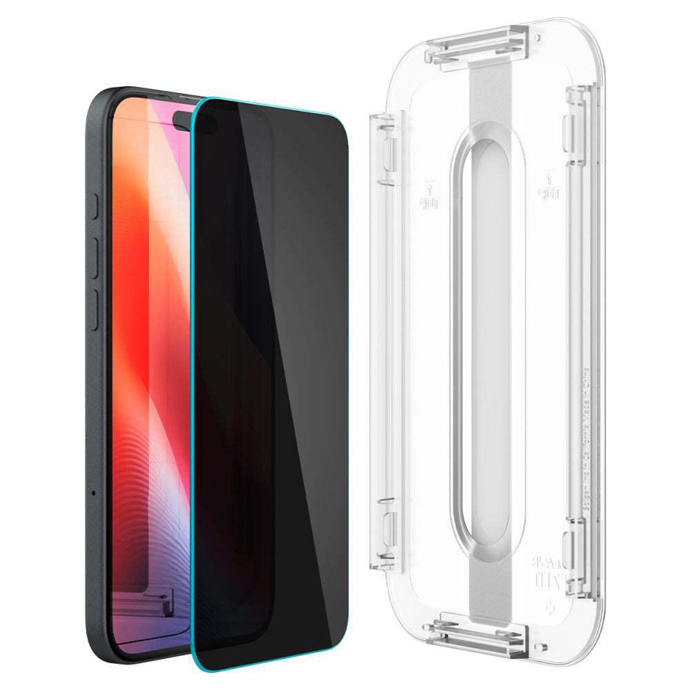 Skjermbeskytter Spigen GlastR EZ FIT for Apple iPhone 17e / 16e / 14 / 13 Pro, Herdet glass, Full lim, Sett med 2 stykker AGL03385