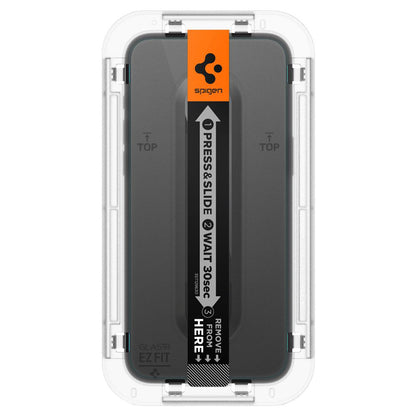 Skjermbeskyttelsesfolie Spigen GlastR EZ FIT for Apple iPhone 15 Pro Max, Herdet glass, Full lim, Sett med 2 stykker AGL06872