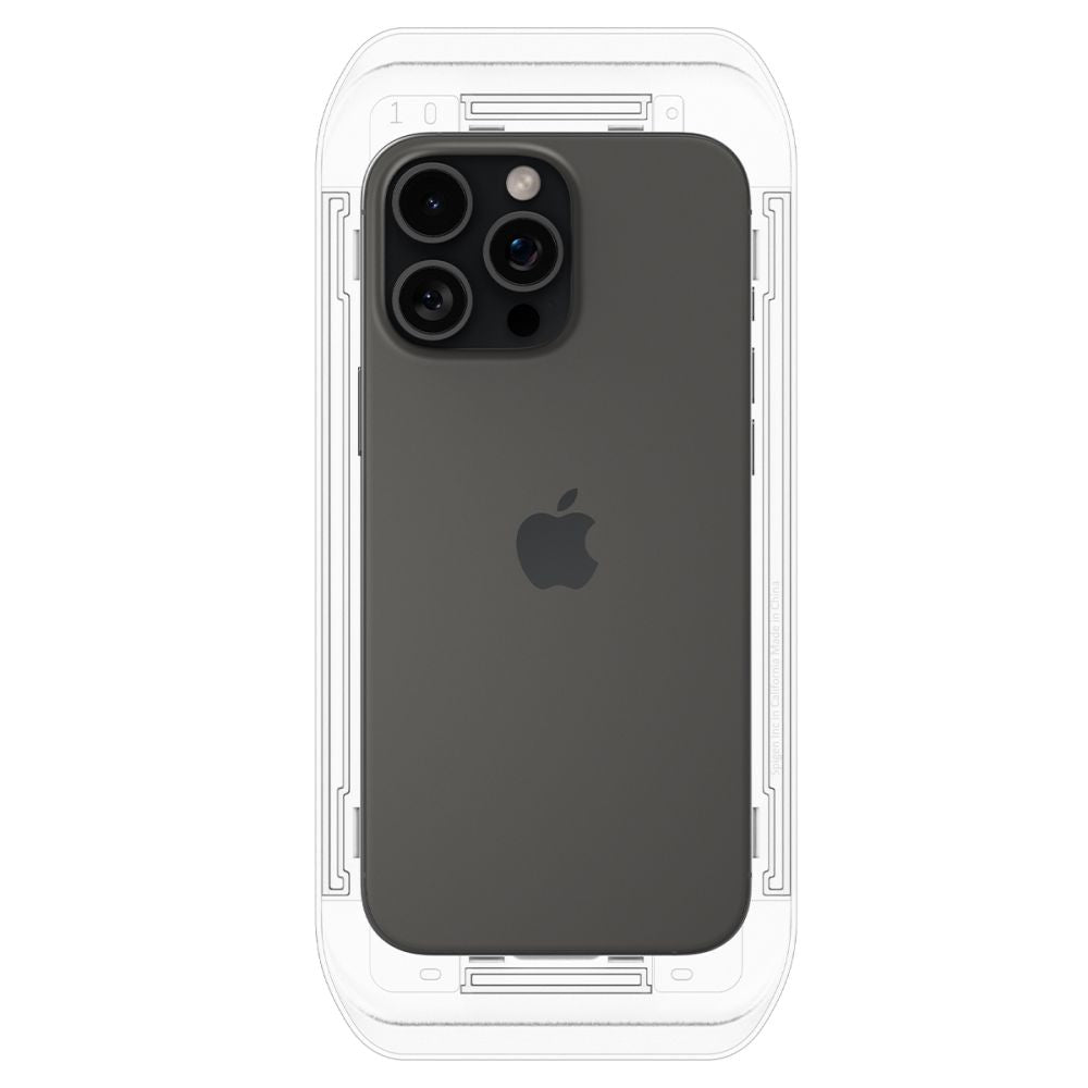 Skjermbeskyttelsesfolie Spigen GlastR EZ FIT for Apple iPhone 17 Pro / 17 / 16 Pro, Herdet glass, Full lim, Sett med 2 stykker