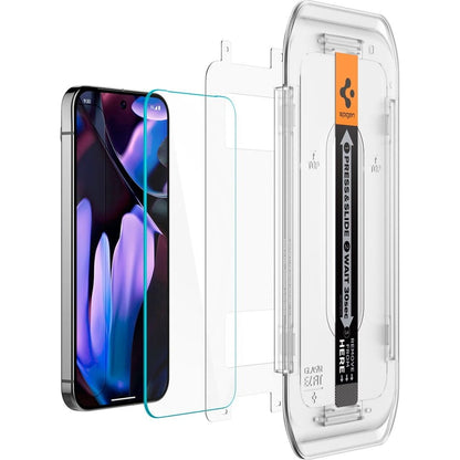 Skjermbeskyttelsesfolie Spigen GlastR EZ FIT for Google Pixel 9 Pro XL, Herdet glass, Full lim, Sett med 2 stykker AGL08445