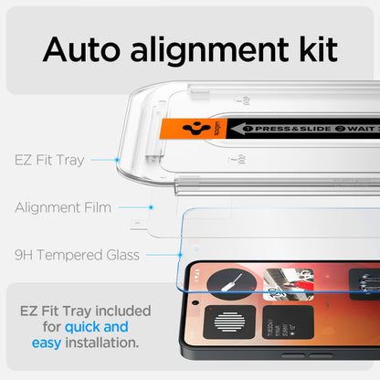 Beskyttelsesfilm Clear Spigen GlastR EZ FIT for Nothing Phone (3a) / Phone (3a) Pro, Herdet glass, Full lim AGL09429