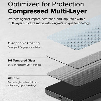 Ringke skjermbeskytter for OnePlus 13R, Herdet glass, Full lim, Sett med 2 stykker
