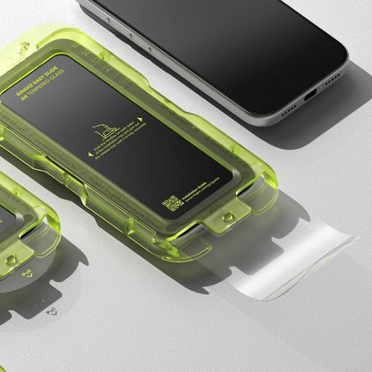 Ringke Easy Slide AR skjermbeskyttelse for Apple iPhone 17 Pro, Herdet glass, Full lim, 2.5D, Svart, Reseglet