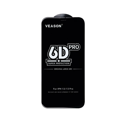 Veason PRO skjermbeskyttelse for Apple iPhone 17 / 16 Pro, Herdet glass, Full lim, 6D, Svart