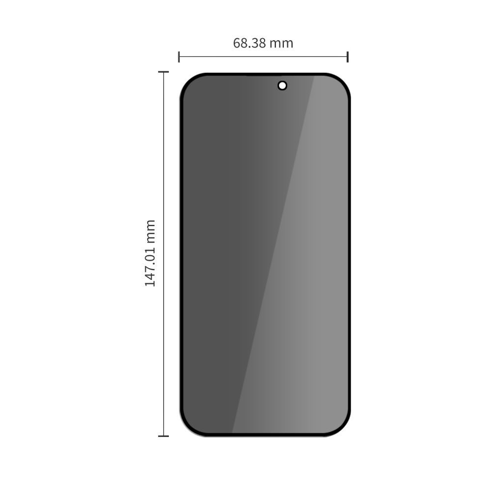 Privacy Tech-Protect OneTouch skjermbeskyttelse for Apple iPhone 18 Pro, Herdet glass, Full lim, Sett med 2 stk