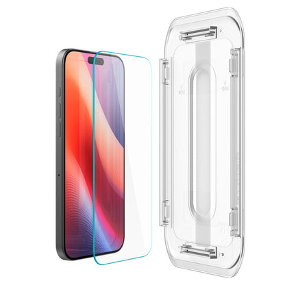 Skjermbeskyttelsesfolie Spigen GlastR EZ FIT for Apple iPhone 17 Pro / 17 / 16 Pro, Herdet glass, Full lim, Sett med 2 stykker