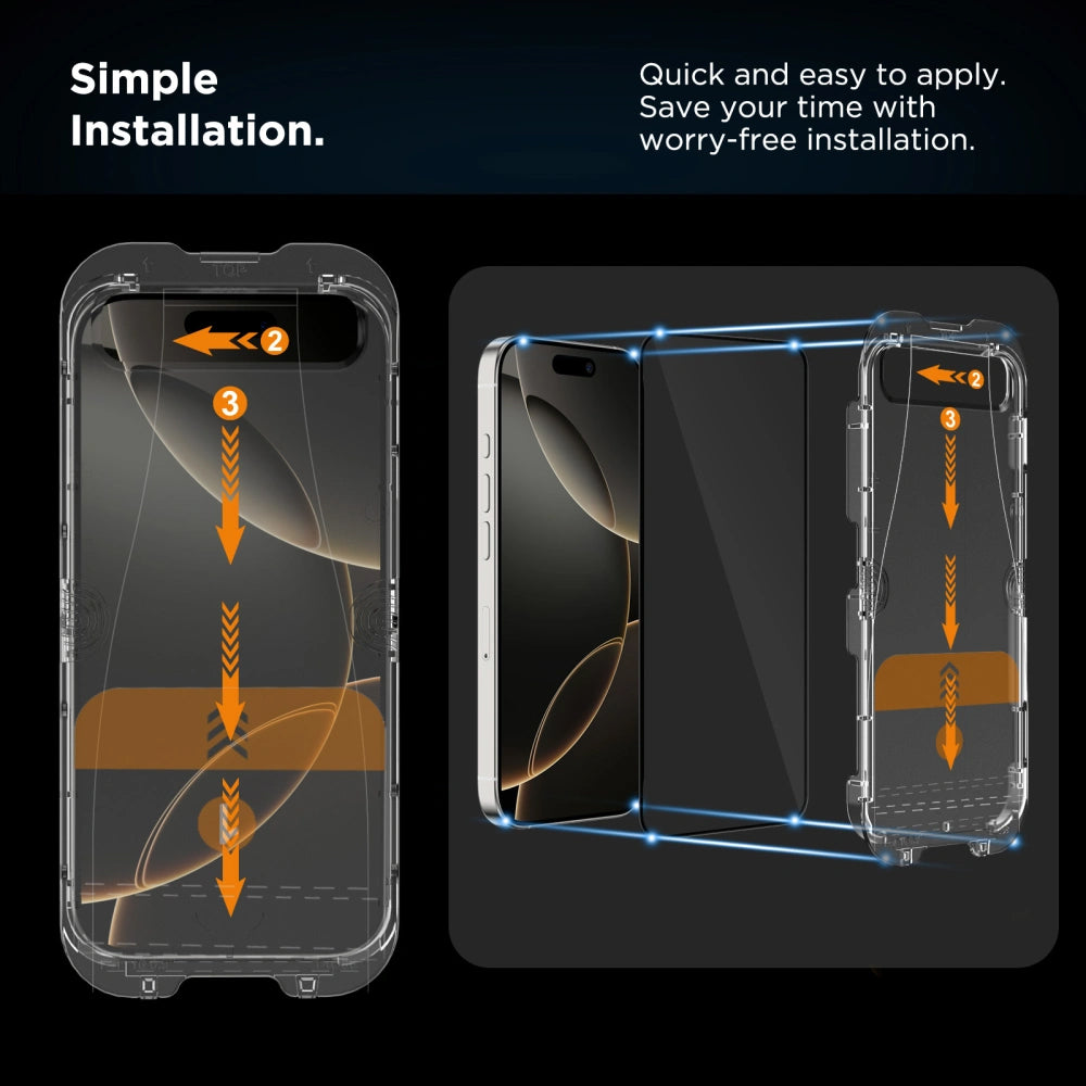 Skjermbeskytter Tech-Protect Quick Set+ for Apple iPhone 16 / 15, Herdet Glass, Full Lim, Sett med 2 stykker, Svart