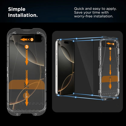 Skjermbeskytter Tech-Protect Quick Set+ for Apple iPhone 16 / 15, Herdet Glass, Full Lim, Sett med 2 stykker, Svart