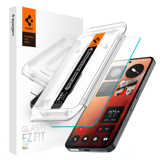Beskyttelsesfilm Clear Spigen GlastR EZ FIT for Nothing Phone (3a) / Phone (3a) Pro, Herdet glass, Full lim AGL09429