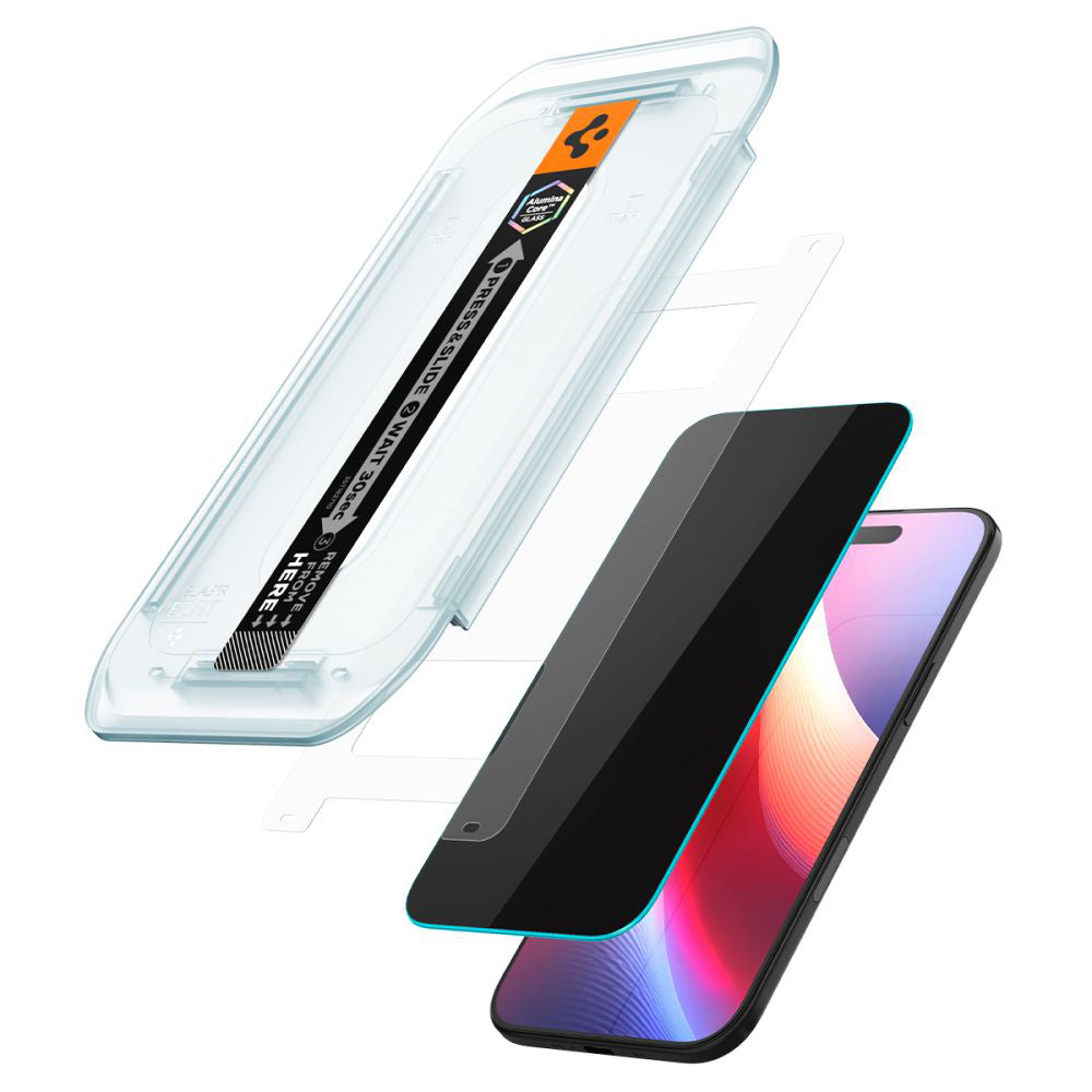 Skjermbeskyttelsesfolie Privacy Spigen GlastR EZ FIT for Apple iPhone 17 Air, Herdet glass, Full lim, Sett med 2 stykker