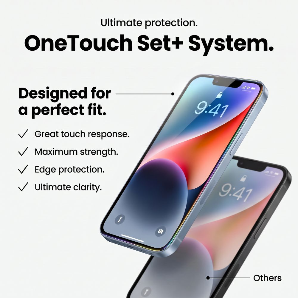 Tech-Protect OneTouch skjermbeskyttelse for Apple iPhone 18 Pro Max / 17 Pro Max, Herdet glass, Full lim, Sett med 2 stk, Transparent
