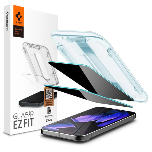 Privacy-skjermbeskytter Spigen GlastR EZ FIT for Google Pixel 9 Pro XL, Herdet glass, Full lim, Sett med 2 stk AGL09313
