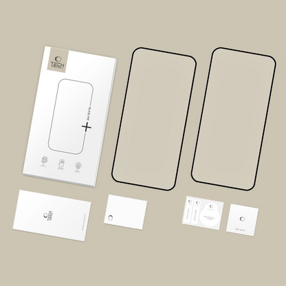 Tech-Protect FIT+ Skjermbeskyttelsesfilm for Motorola Moto G77 / G67, Herdet Glass, Full Lim, Sett med 2 stk, 2.5D, Svart