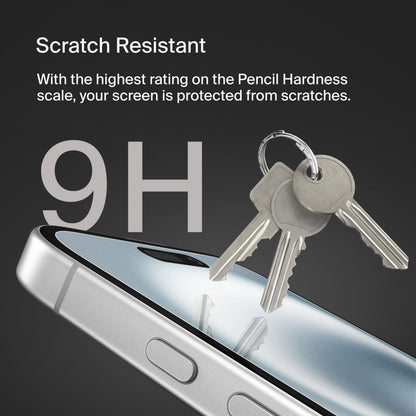 Belkin ScreenForce Herdet Glass Skjermbeskytter for Apple iPhone 16 / 15 / 14 Pro, Herdet Glass, Full Lim OVA135zz