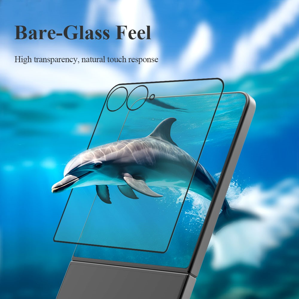 Lereach skjermbeskyttelse for Samsung Galaxy Z Flip8 F776 / Galaxy Z Flip7 F766, Herdet glass, Full lim, Sett med 2 stk, Svart