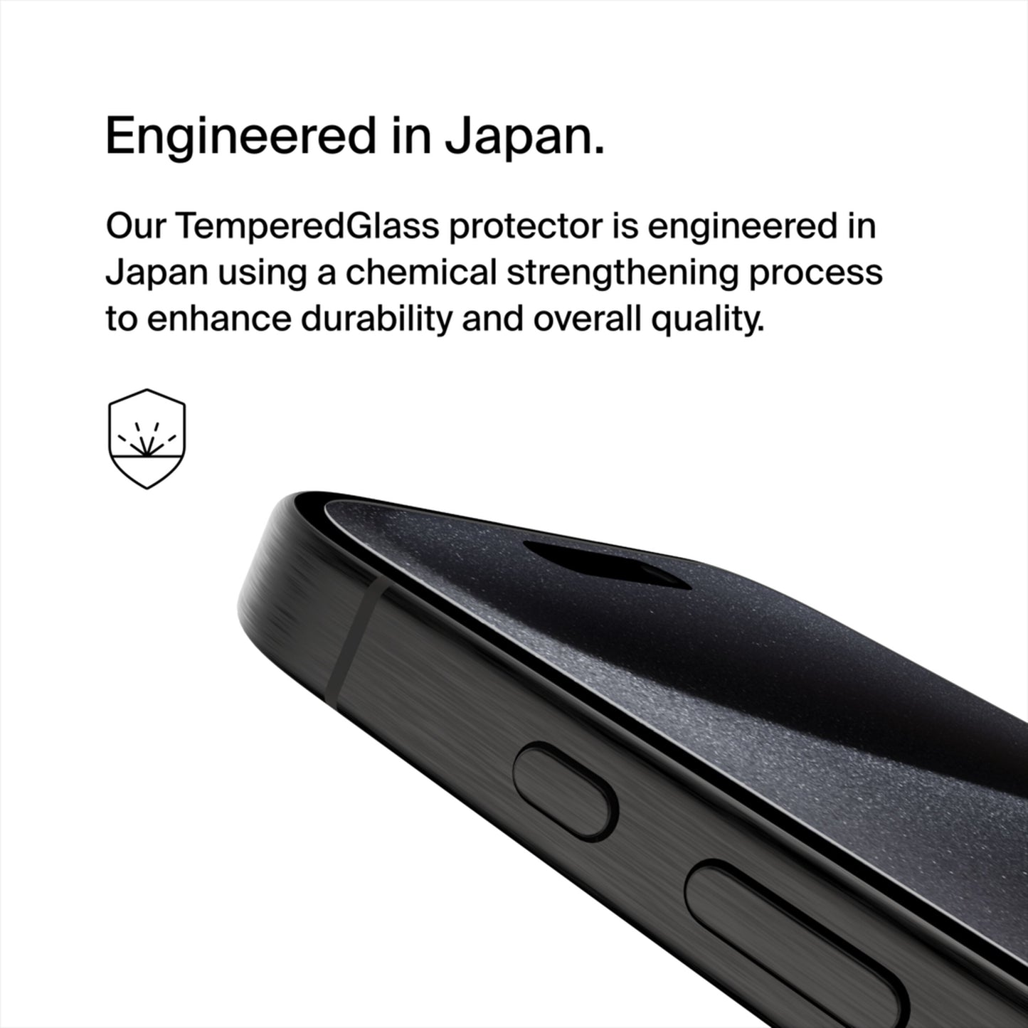 Belkin ScreenForce Herdet Glass Skjermbeskytter for Apple iPhone 15 Pro, Herdet Glass, Full Lim OVA137zz