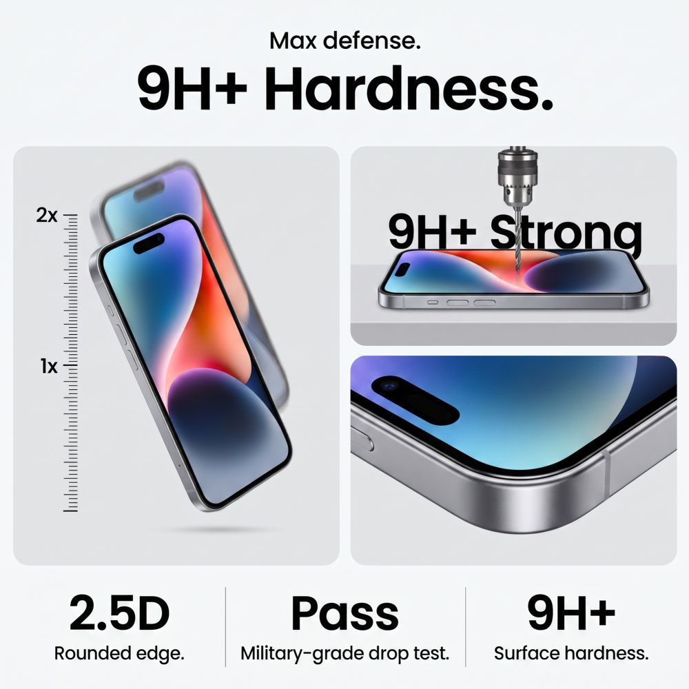 Tech-Protect OneTouch skjermbeskyttelse for Apple iPhone 18 Pro / 17 Pro, Herdet glass, Full lim, Sett med 2 stk, Transparent