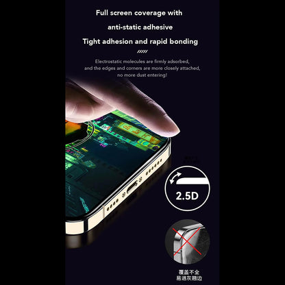 Anank 1X Forsterket Anti-fingeravtrykk Skjermbeskytter for Apple iPhone 16 Pro, Herdet Glass, Full Lim, 2.5D, Svart