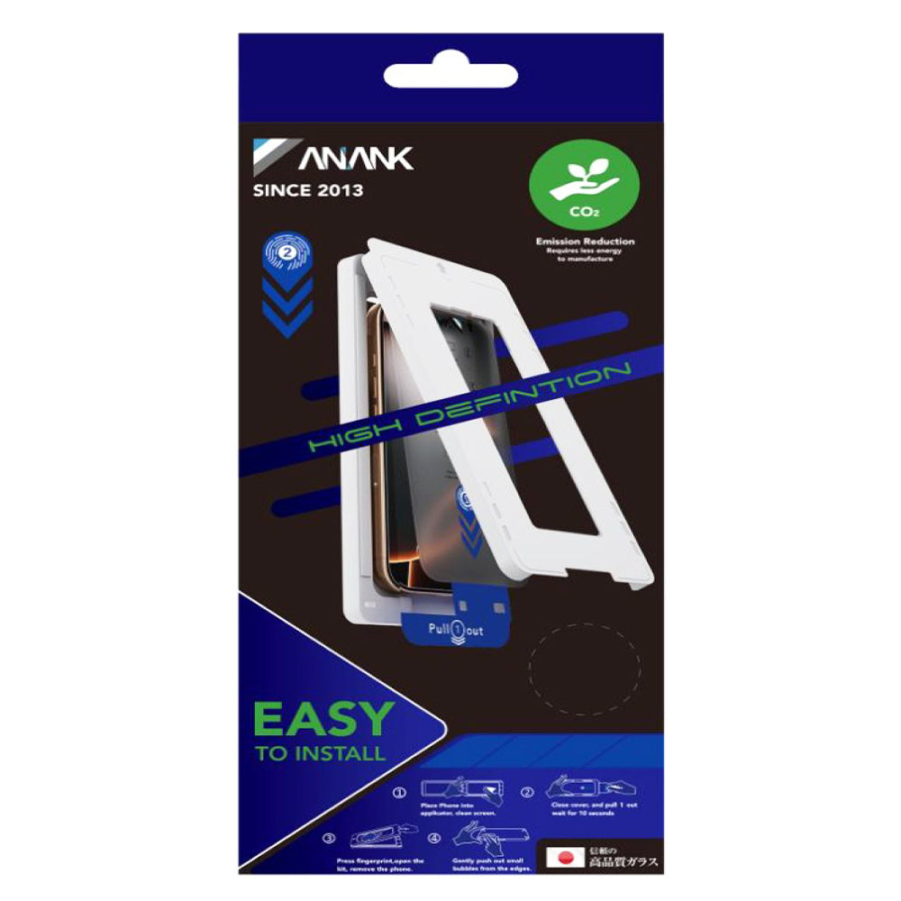 Anank 2X Forsterket Skjermbeskytter for Apple iPhone 15 Pro Max, Herdet Glass, Full Lim, 2.5D, Svart