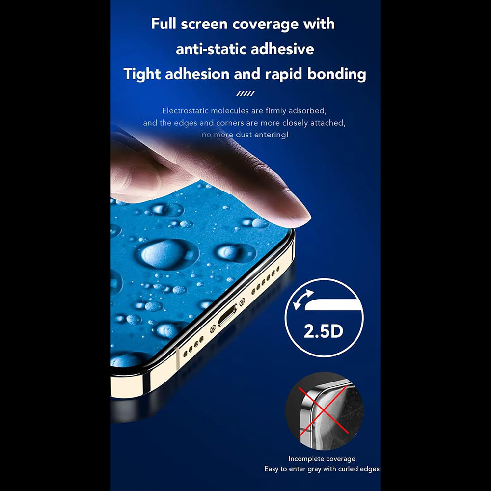 Anank 5X Forsterket CG Skjermbeskytter for Apple iPhone 16 Pro, Herdet Glass, Full Lim, 2.5D, Svart