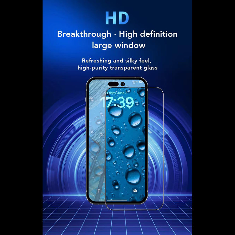 Anank 5X Forsterket CG Skjermbeskytter for Apple iPhone 16, Herdet Glass, Full Lim, 2.5D, Svart