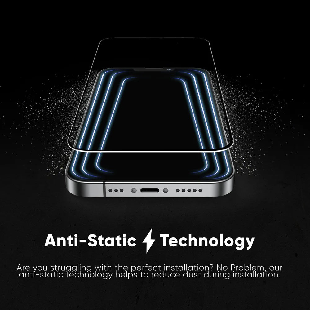 Skjermbeskytter Anank 5X Forsterket Usynlig for Apple iPhone 17, Herdet Glass, Full Lim, 3D, Svart